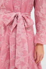 Pink Chiffon Floral Jacquard Sasha Dress