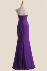 Strapless Purple Chiffon Twist Fitted Dress