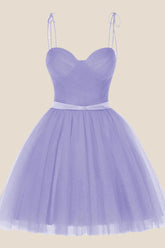 Lavender Sparkle Tulle Short Dress with Belt