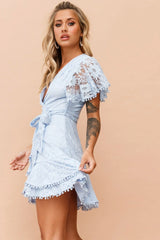 Tickle My Fancy Mini Dress - Baby Blue
