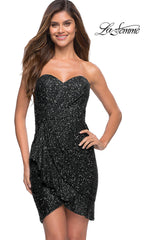 Emerald Green La Femme Short Sequin Party Dress