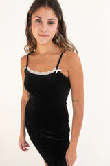 Lace And Bow Velvet Mini Dress