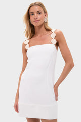 Off White Embroidered Mini Dress