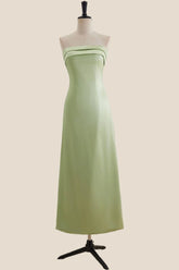 Strapless Sage Green A-line Long Party Dress