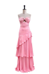 Keyhole Light Blue Chiffon Ruffle Maxi Dress
