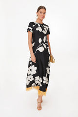 Winter Jasmine Swing Dress with Feathers