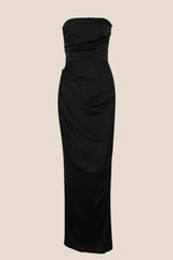 Strapless Sage Ruched Long Dress with Slit