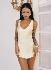 Kingslie Low Back Mini Dress Baby Yellow Petite