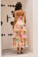 Free Daydream Chiffon Maxi Dress - Yellow Multi