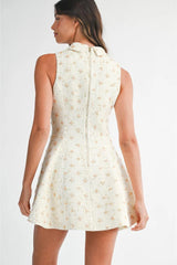 Maya Beaded Tweed Sleeveless Flared Mini Dress