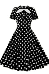 Yellow and White Polk Dots Bow Swing Dress