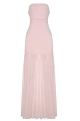 Strapless Pink Sheer Long Dress