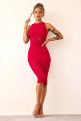 Marlie Knit Midi Dress - Red