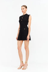 Carly Gold Buttons Knit Mini Dress