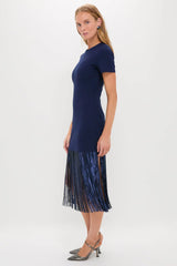 Navy Sequin Fringe Stevie Midi Dress