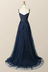 Hot Pink Lace Appliques A-line Long Formal Gown