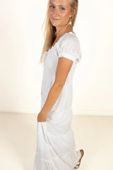 White Lace Up Milkmaid Maxi Dress