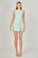 Melanie 3 Bow Slit Mini Dress - Mint