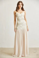 Heavenly 3D Florals Sequin Chiffon Maxi Dress