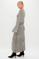 Black and Ivory Striped Maxi Dress