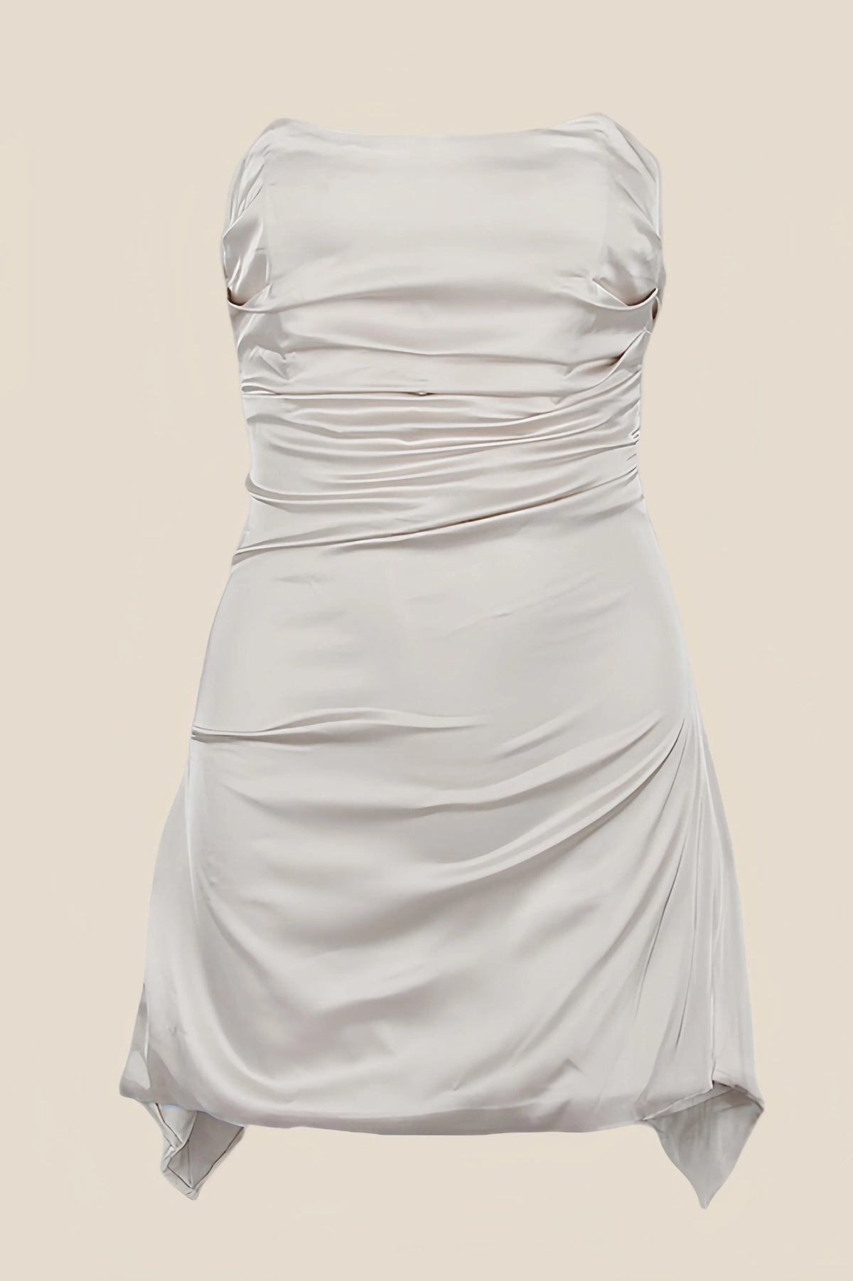 Strapless Grey Ruched Short Homecoming Dress