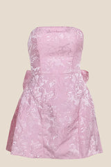 Strapless Pink Back Bow A-line Short Dress