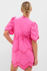 Hot Pink with Red Embroidery Weston Mini Dress