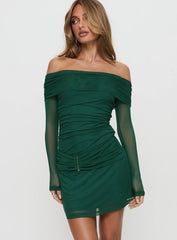 Olympique Long Sleeve Mini Dress Teal