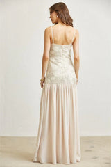 Heavenly 3D Florals Sequin Chiffon Maxi Dress
