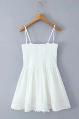 White Spaghetti Strap Bow Lace Party Skirt