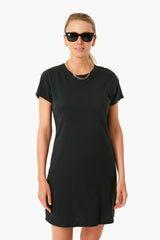Black Modern Slub Tee Dress
