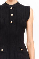 Carly Gold Buttons Knit Mini Dress