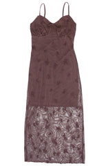Embroidered Floral Mesh Midi Dress