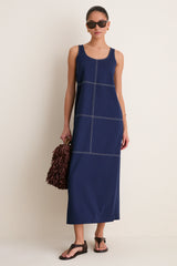 Navy Ponte Violette Column Dress