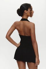 Bowery Cowl Neck Mini Dress - Black