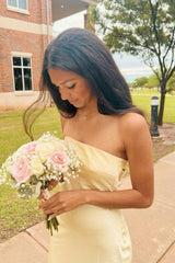 Strapless Lavender Back Tie Sheath Long Dress