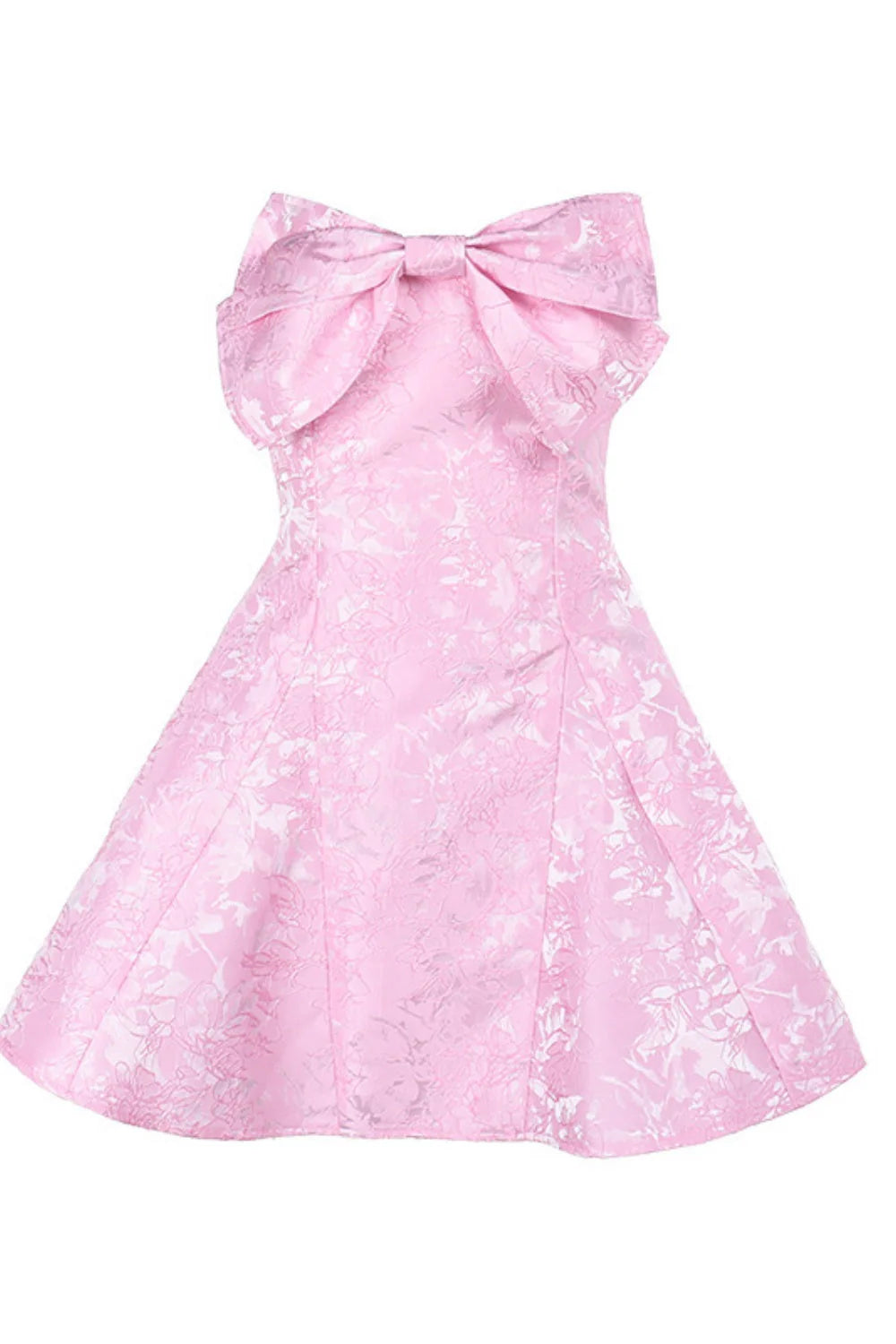 Strapless Pink A-line Short Bow Dress