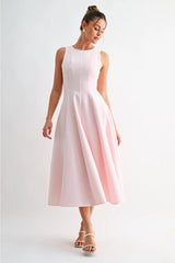 Manon Sleeveless Pocket Midi Dress - Pink