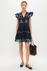 Exclusive Navy Edwina Embroidery Tunic Dress
