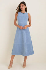 Maison Blue Suede Manon Dress