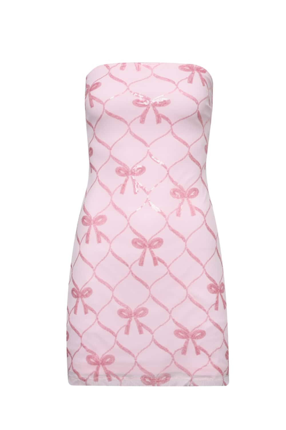 Strapless Pink Tight Short Dress with Lace-up Back