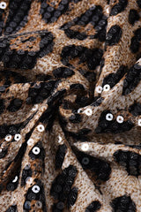 Leopard Sequin Cowl Neck Fitted Long Dress